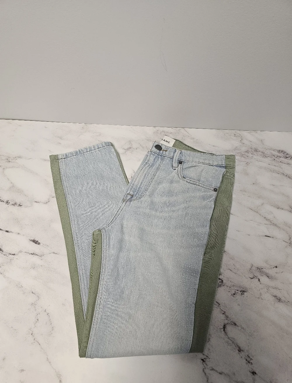 Frame Denim Le Beau 100% Cotton Colorblock Blue Boy friend Jeans 25‎ Preowned
